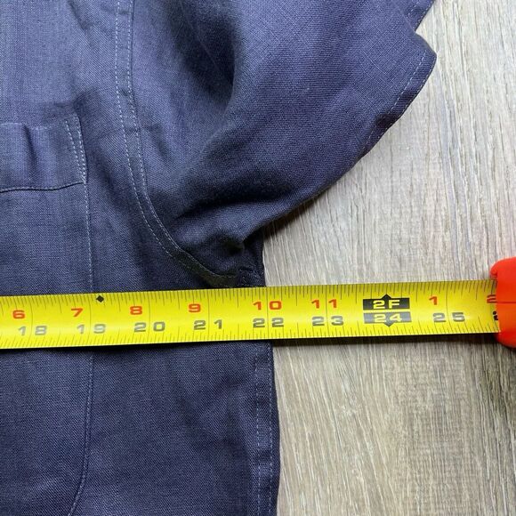 Idea Uomo Linen Button Up Shirt Men's Size M Medium Navy Blue Made In Italy - Picture 13 of 13